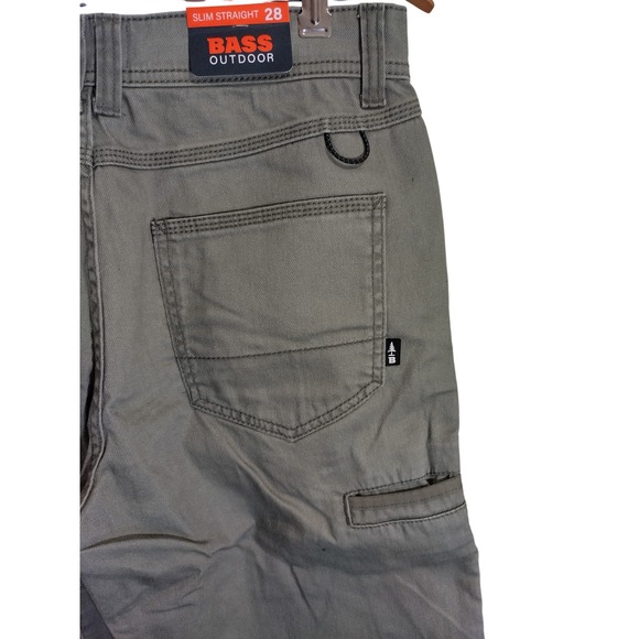 Bass Outdoor Mens Slim Straight Everyday 6-Pocket Pants Olive Green Size 28 NWT - Picture 4 of 10